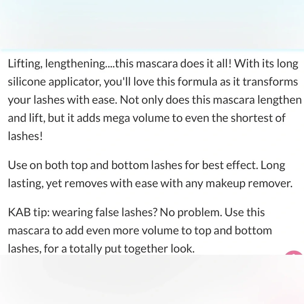 KAB Cosmetics BLACK Mascara, NEW in Box